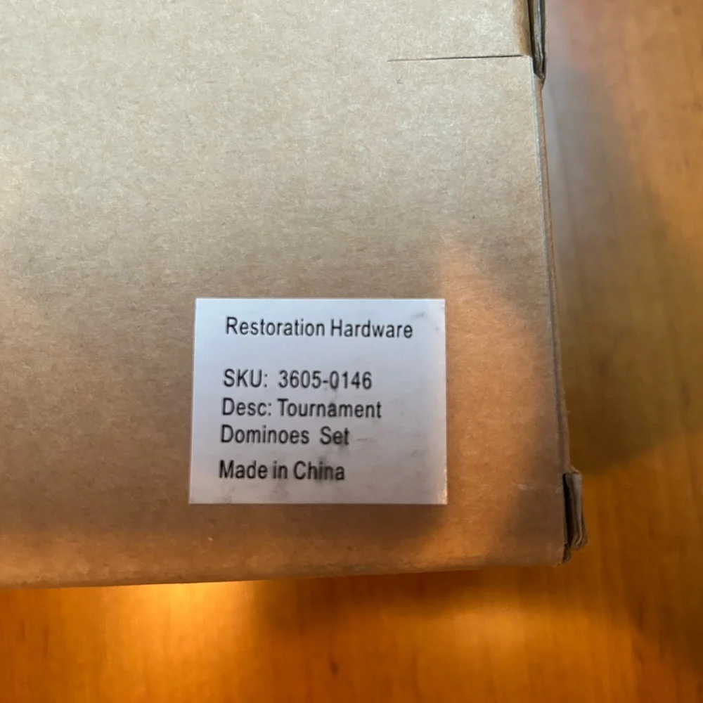 Restoration Hardware NIB Dominoes Set beautifully stored in a Mahogany Box
